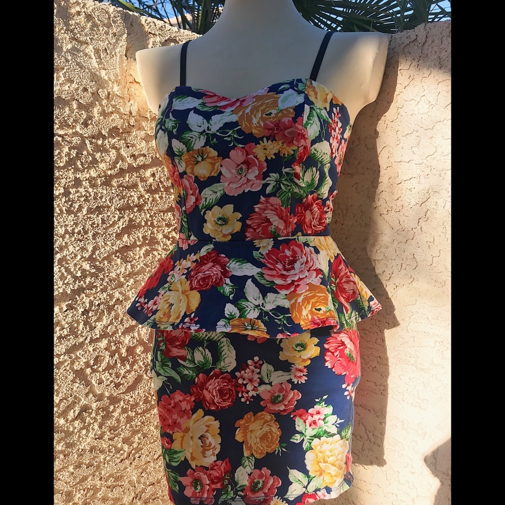 Peplum Dress Vintage Floral Print